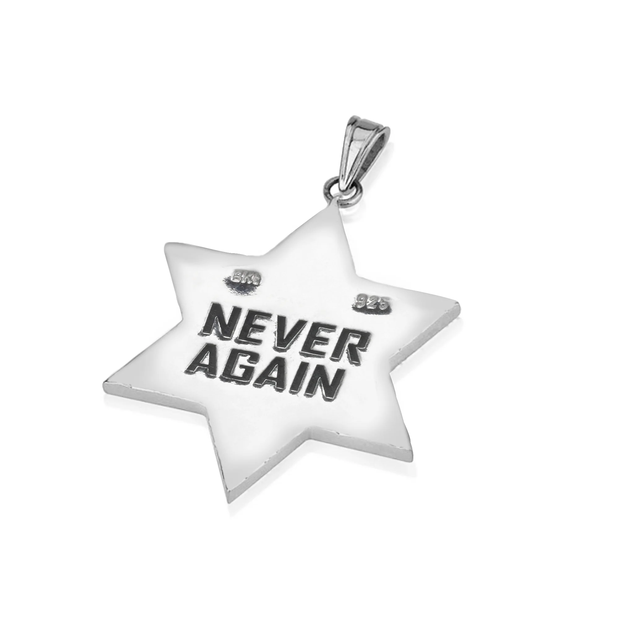 9K Gold and Sterling Silver Star of David Jude Pendant - Image 2