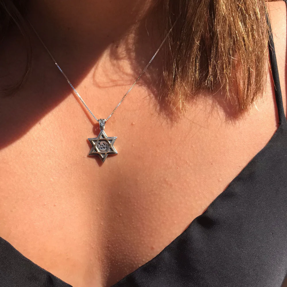 9K Gold and Sterling Silver Star of David Jude Pendant - Image 3