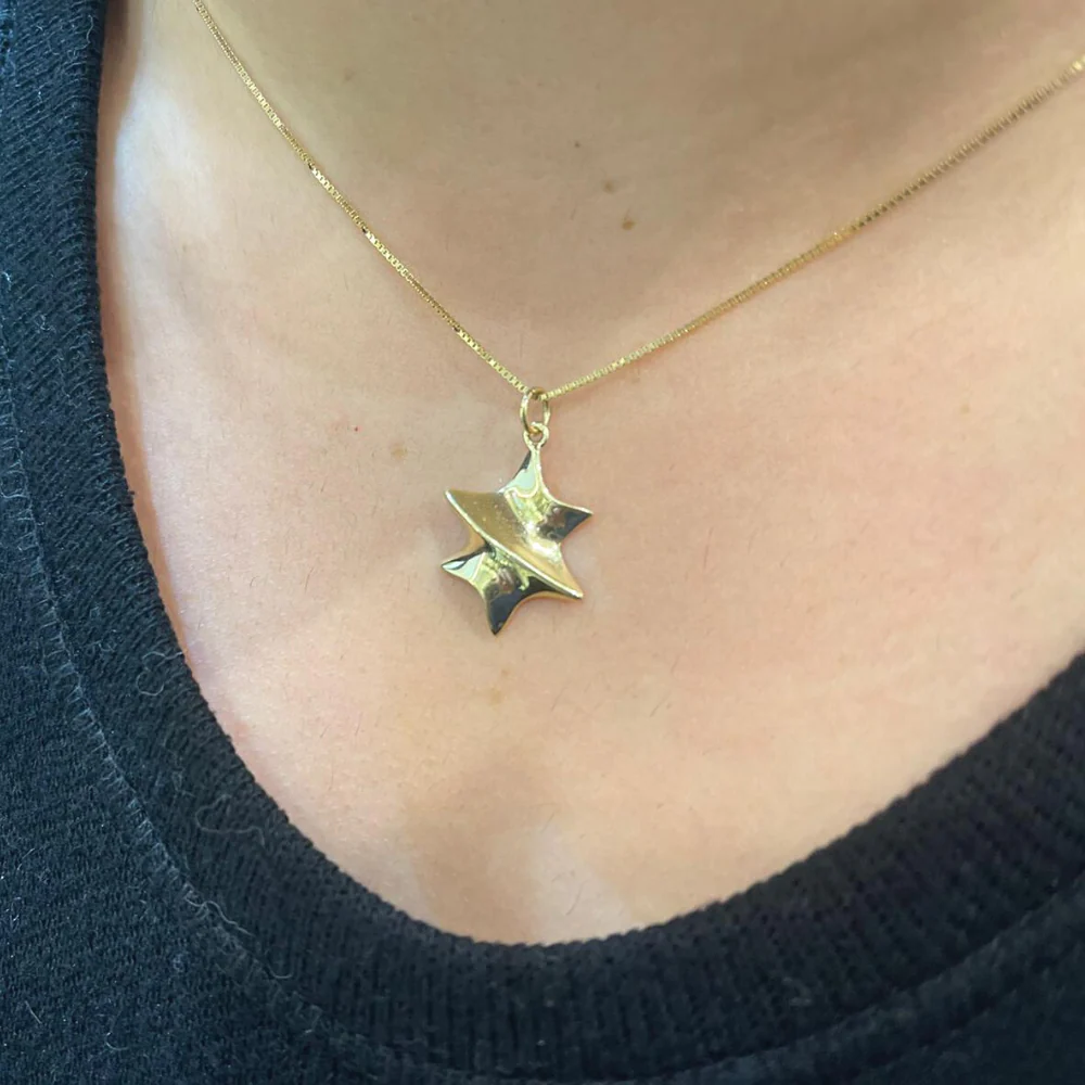 Contemporary Star of David Pendant in 14K Yellow Gold - Image 3
