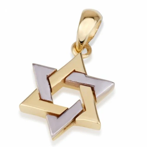 14K Two Tone Gold Thick Star of David Pendant - Image 3
