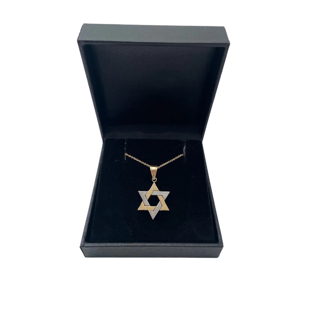 14K Two Tone Gold Thick Star of David Pendant - Image 4