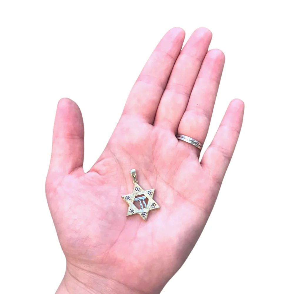 Star of David Pendant - Intersecting Points Hai Two Tone 14k Gold Pendant - Image 3