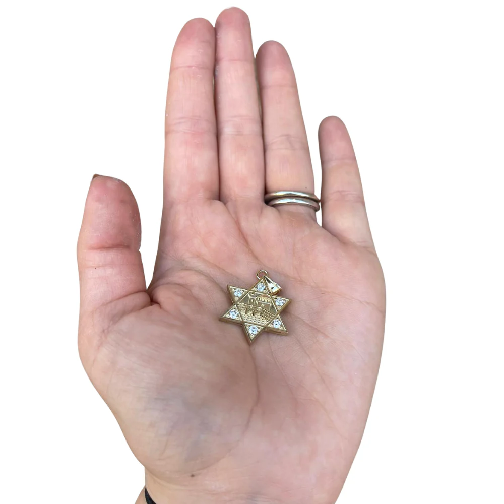 Jerusalem Diamond Thick Star of David Pendant in 18K Gold - Image 4