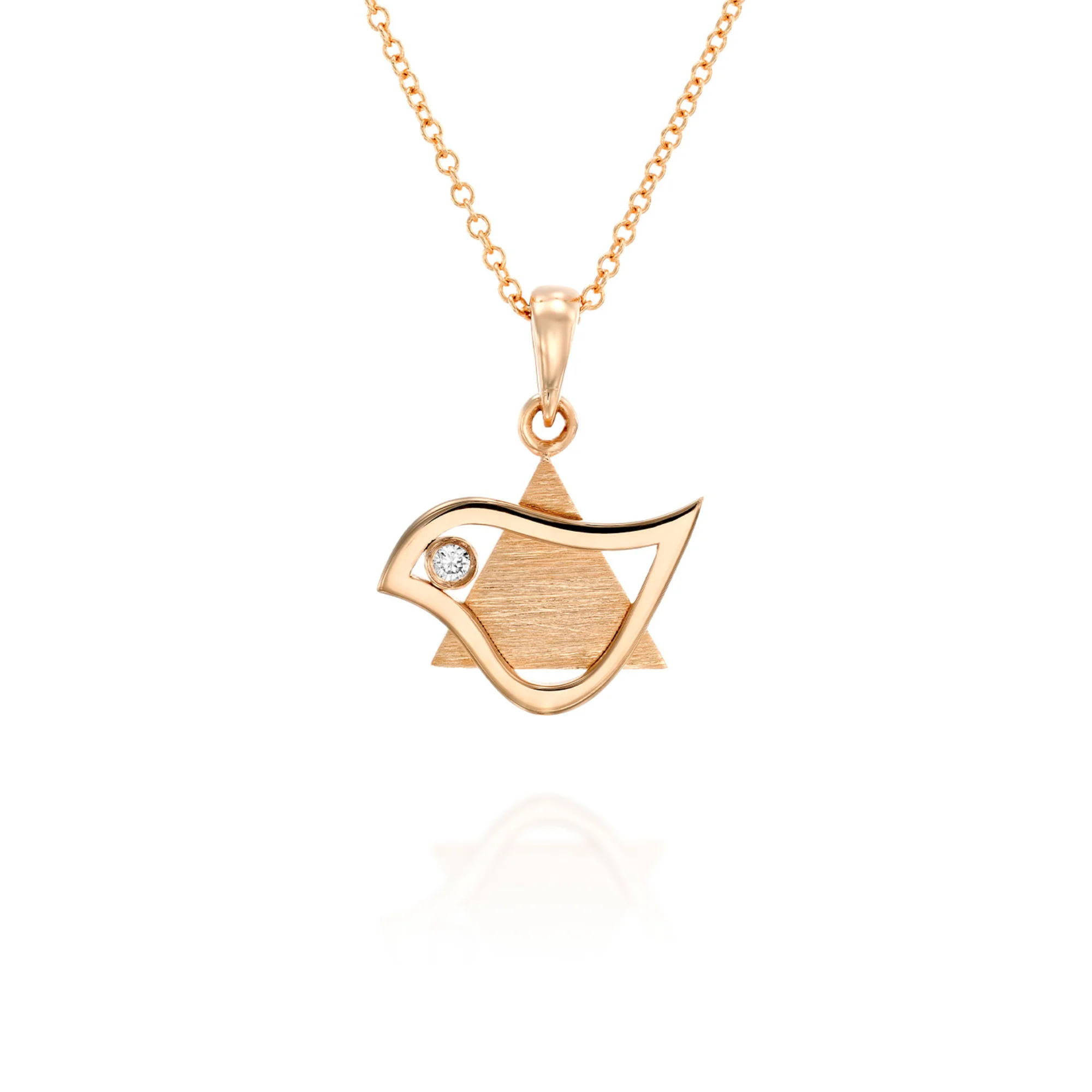 18k Gold Dove of Peace Diamond Star of David Pendant Small - Image 6