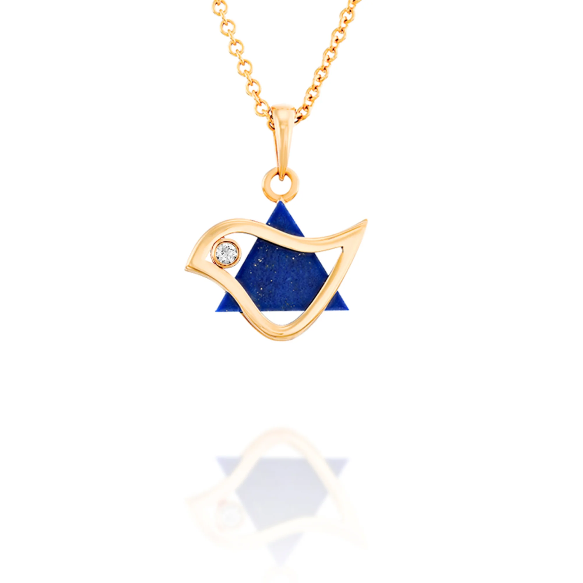 18k Gold Diamond Dove of Peace Magen David Pendant - Image 4