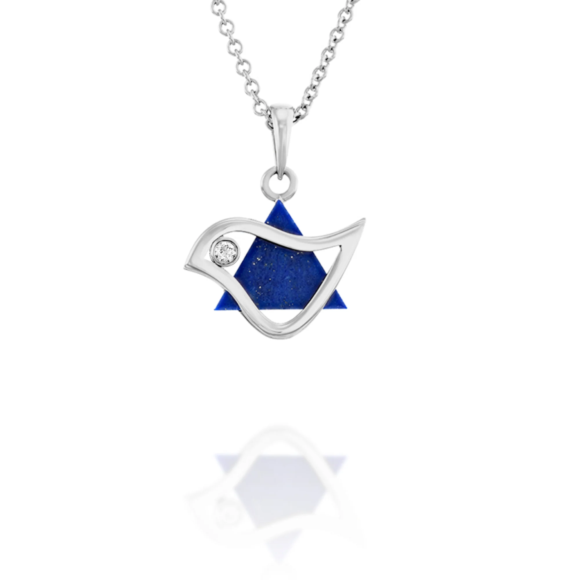 18k Gold Dove of Peace Magen David with Diamond Pendant - Image 6