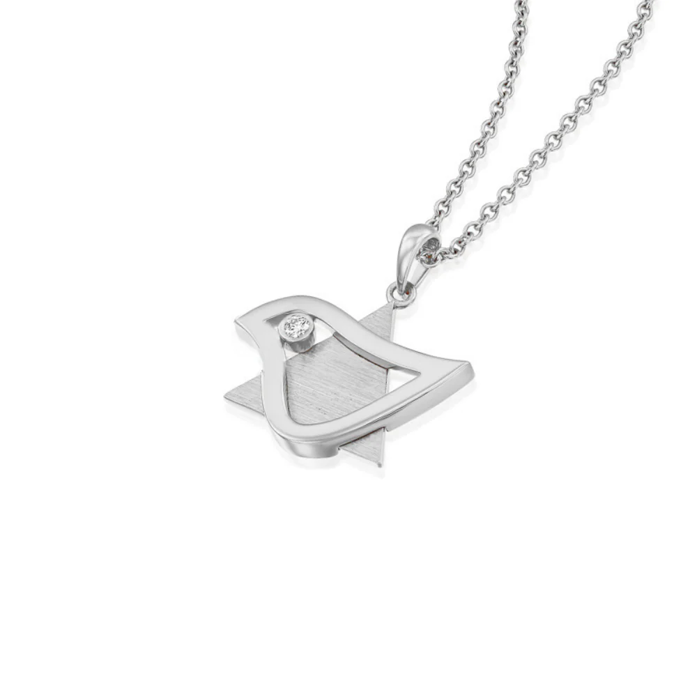 18k Gold Diamond Dove of Peace Star of David Pendant - Image 7