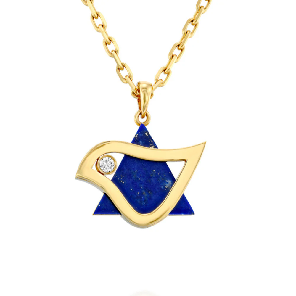 Dove Magen David Diamond Pendant in 18k Gold - Image 3