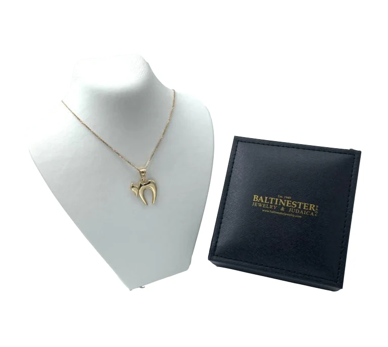 14k Gold Shiny Modern Rounded Chai Pendant - Image 8