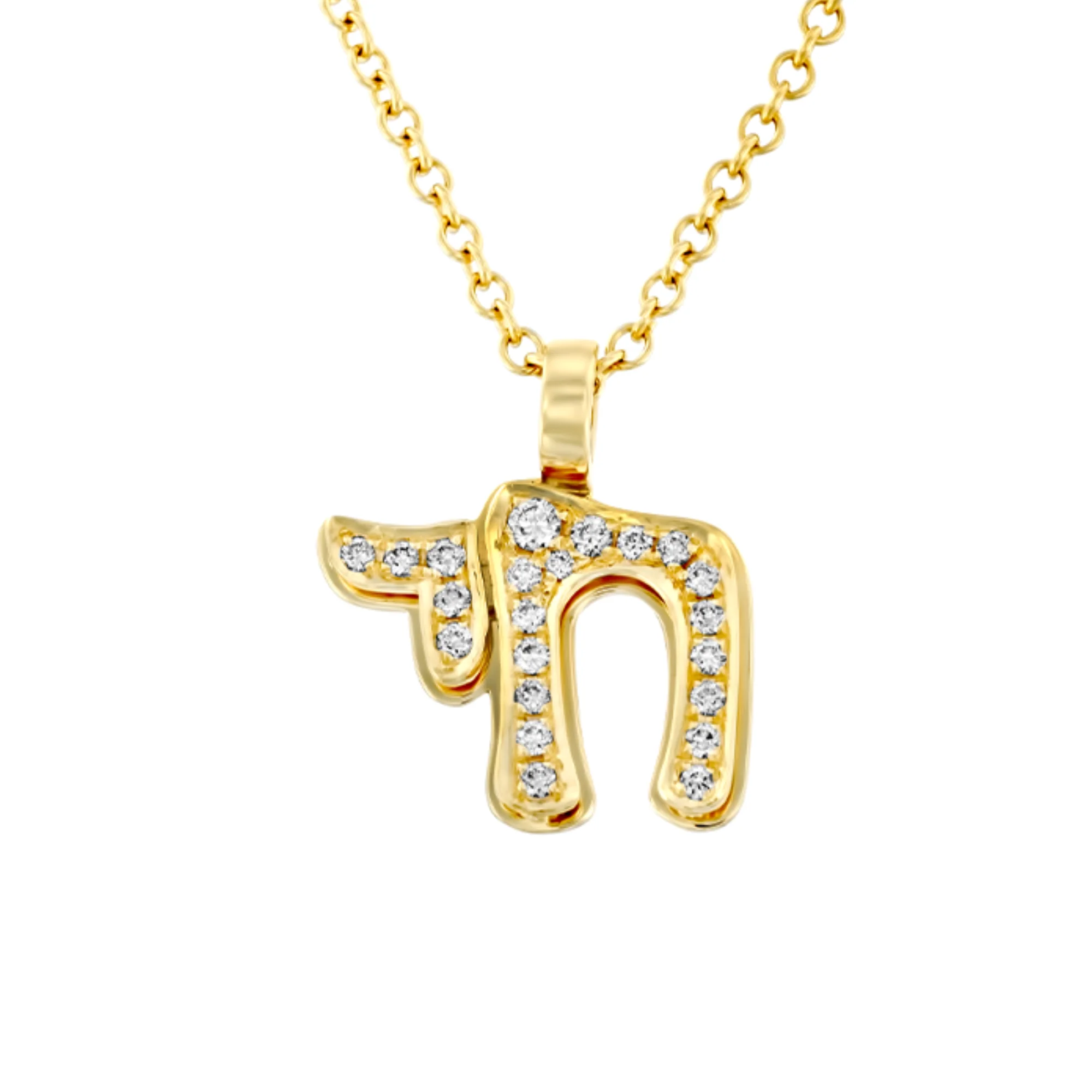 Diamond Chai Pendant in 18k Gold - Image 6