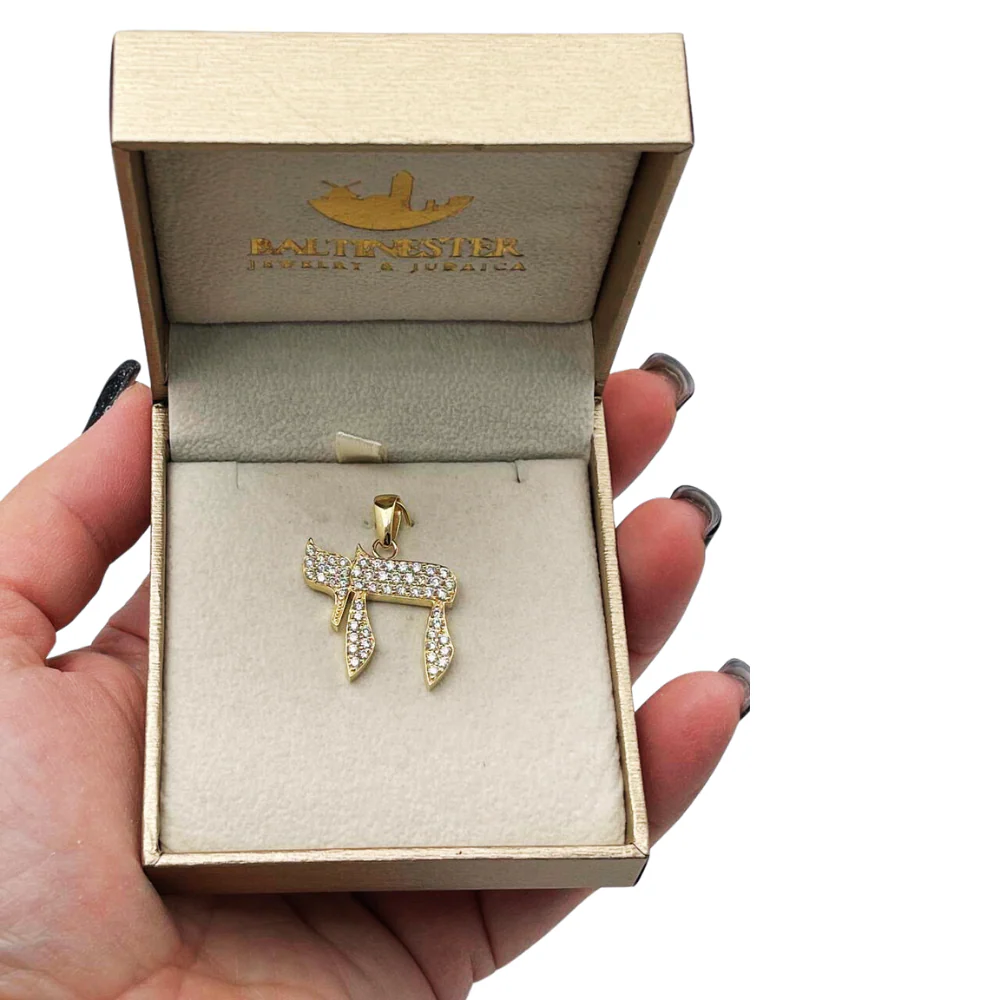 Diamond Chai Pendant in 14K Gold - Image 4