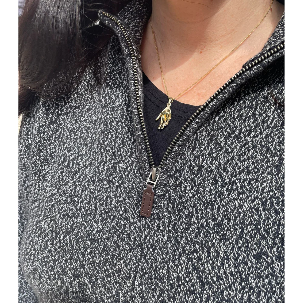 3D Hamsa Chai Pendant in 14k Gold - Image 5