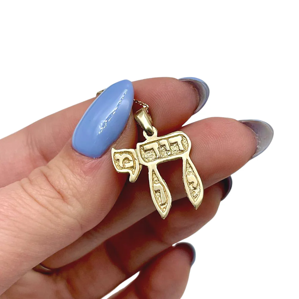 Gold David King of Israel Chai Pendant - Image 2