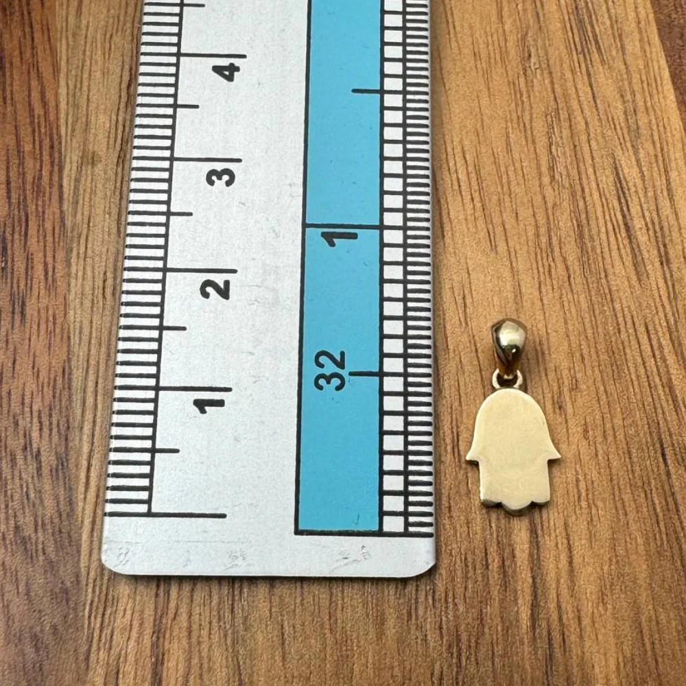 Mini 14K Gold Minimalist Hamsa Pendant - Image 4