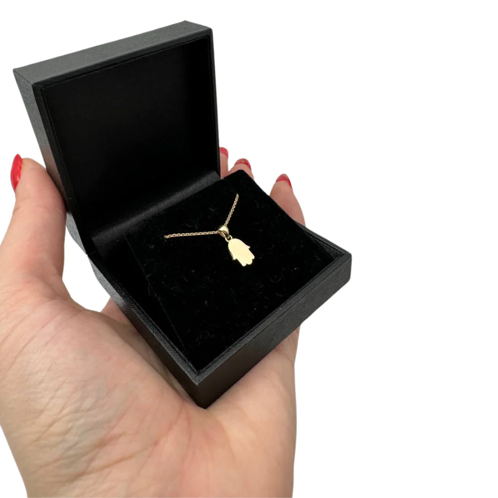 Mini 14K Gold Minimalist Hamsa Pendant - Image 8