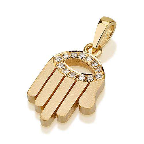 Evil Eye Hamsa Diamond Pendant in 18k Gold