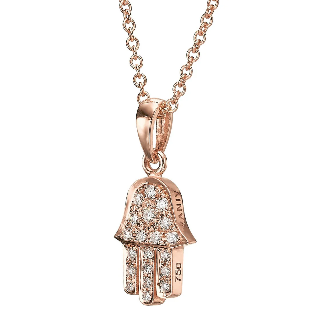 18k Gold Diamond Hamsa Pendant - Image 6