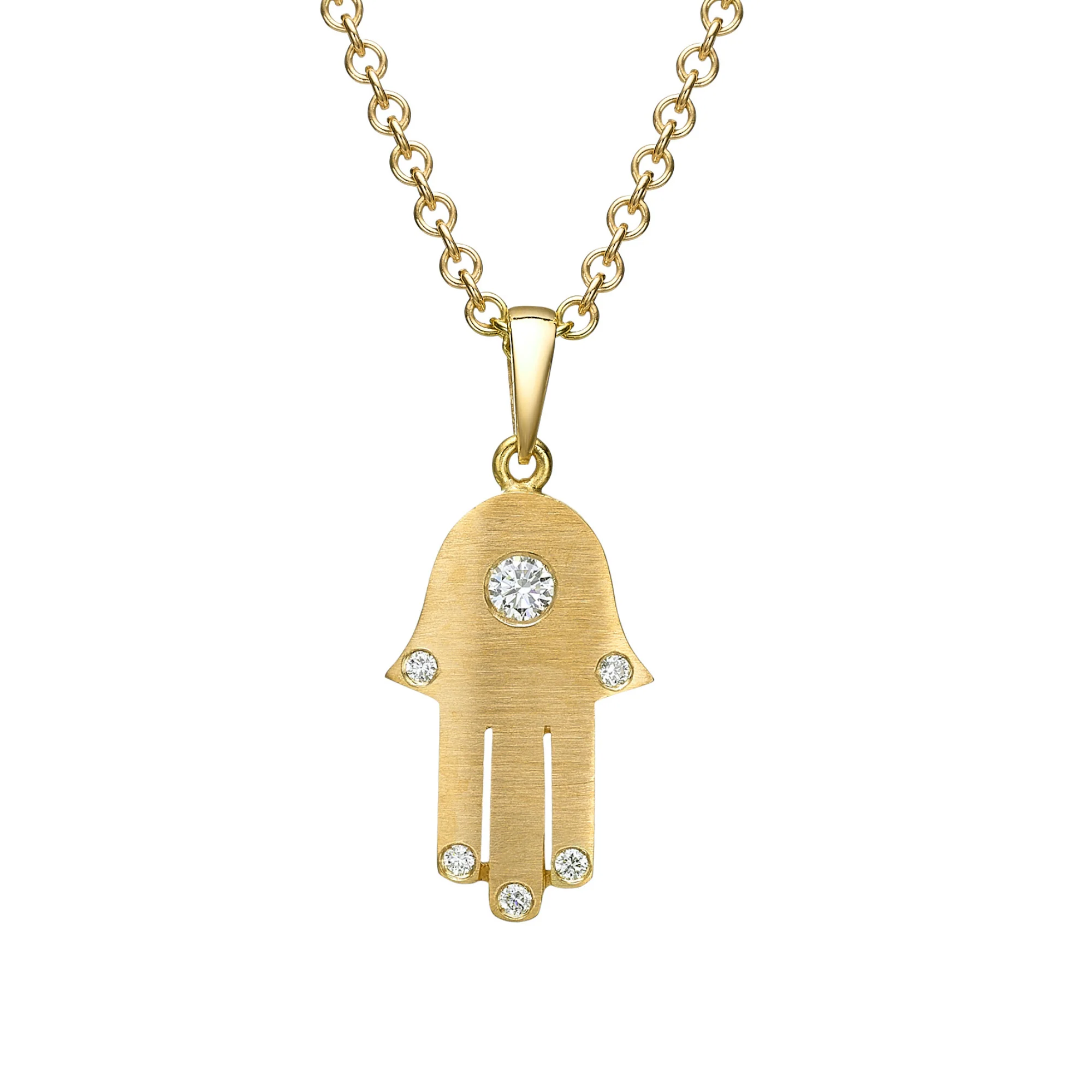 18k Gold Diamond Hamsa Pendant - Image 5