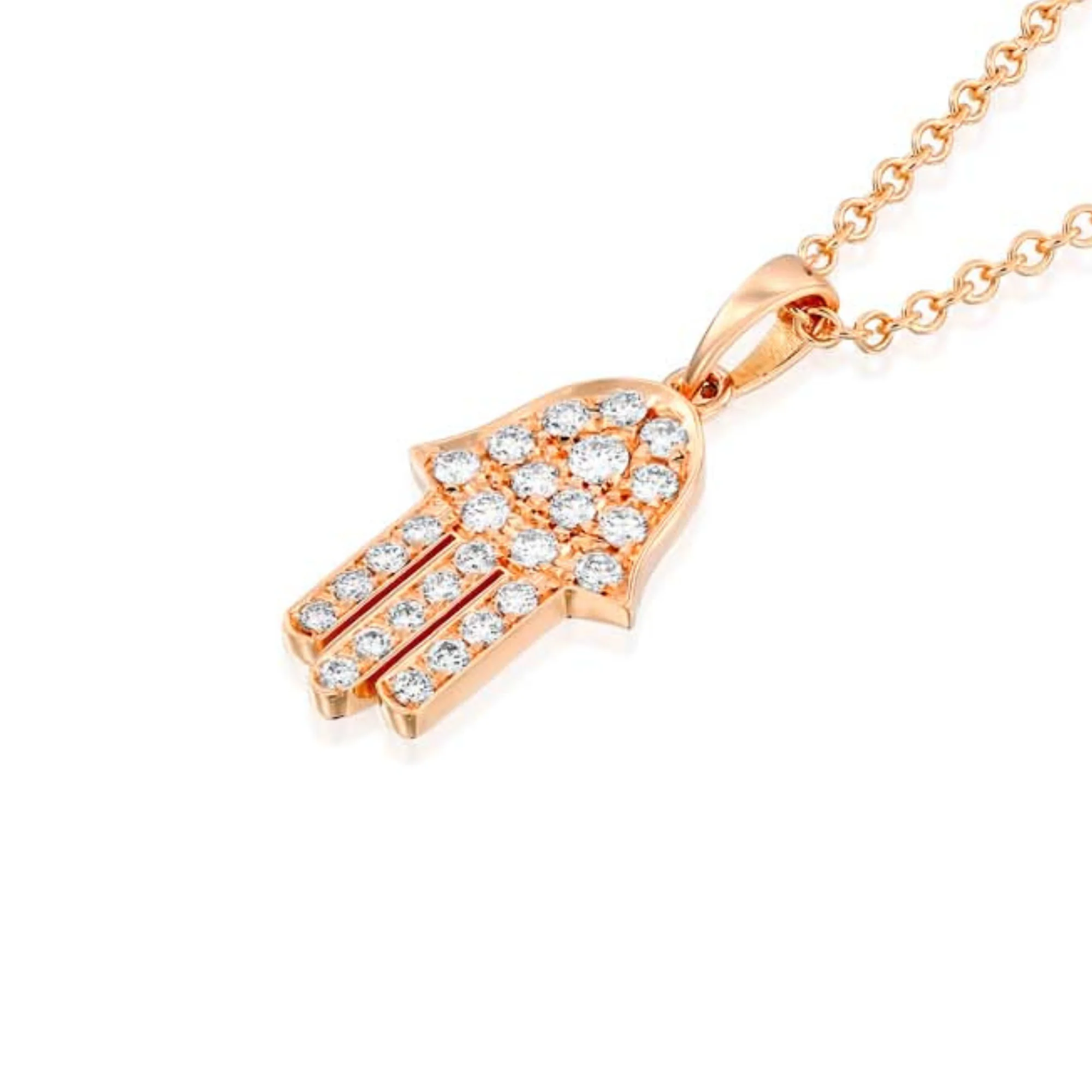 18k Gold Diamond Studded Hamsa Pendant - Image 3