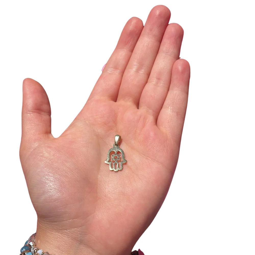 Star of David Hamsa Pendant in 14K Gold - Image 5