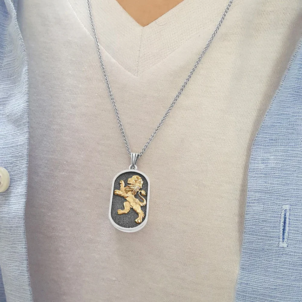 Lion of Judah on Jerusalem Stone Pendant Necklace with Hebrew Nano Bible - Image 4