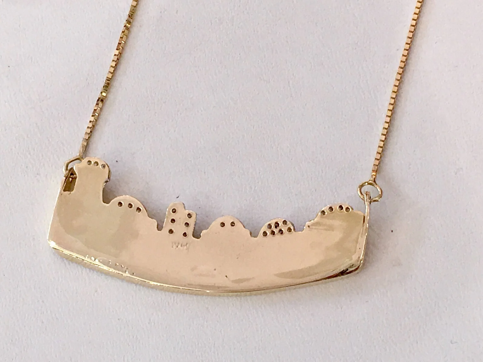 14k Gold Diamond Old City Jerusalem Pendant - Image 3