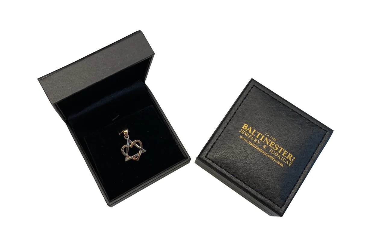 Heart Star of David Pendant in 14K White and Yellow Gold - Image 3