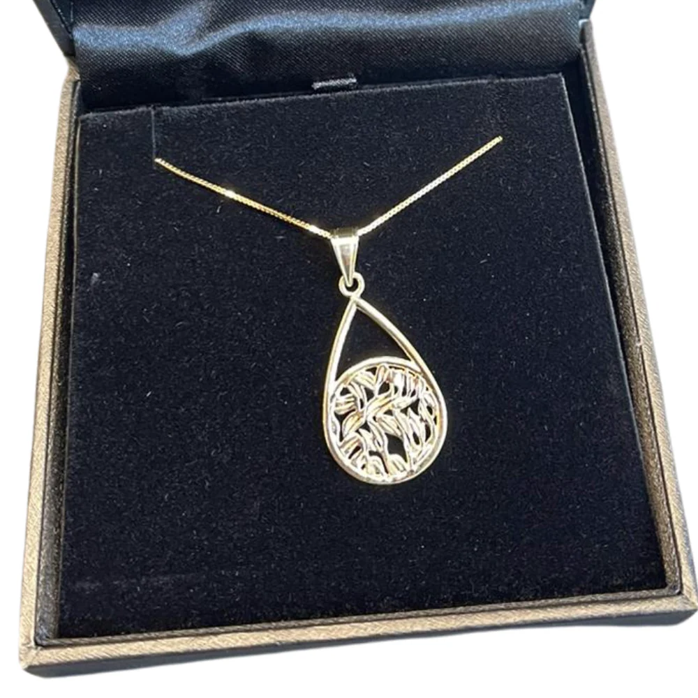 14k Gold Shema Israel Teardrop Pendant - Image 3