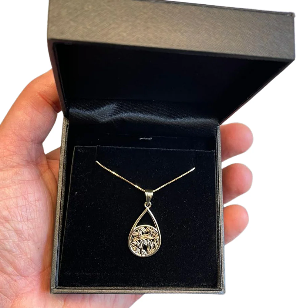 14k Gold Shema Israel Teardrop Pendant - Image 5
