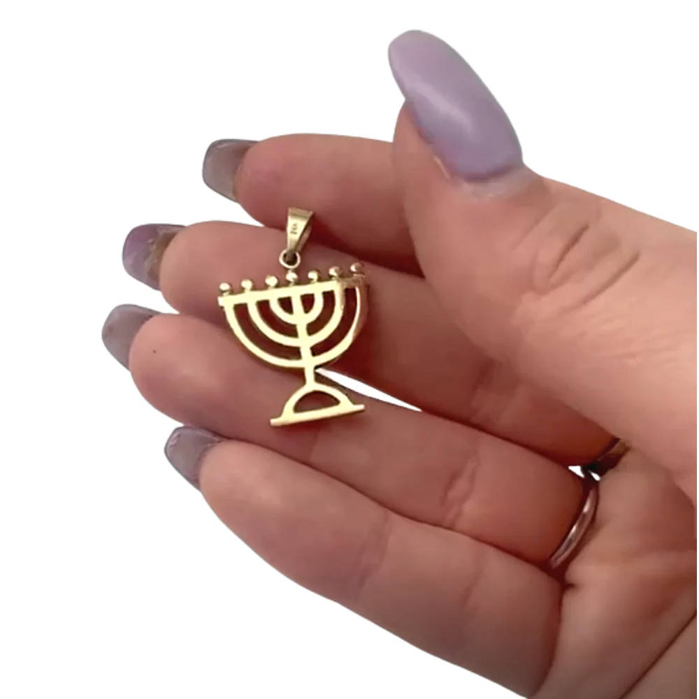 Menorah Pendant in 14k Gold - Image 2