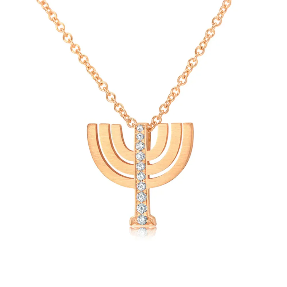 Diamond Menorah Pendant in 18K Gold - Image 6