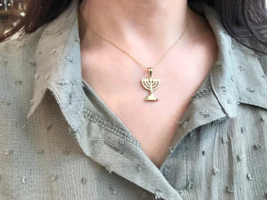 Menorah Pendant in 14k Gold - Image 7