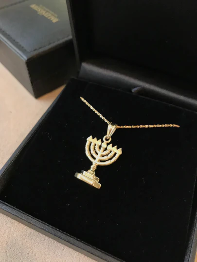 Menorah Pendant in 14k Gold - Image 8