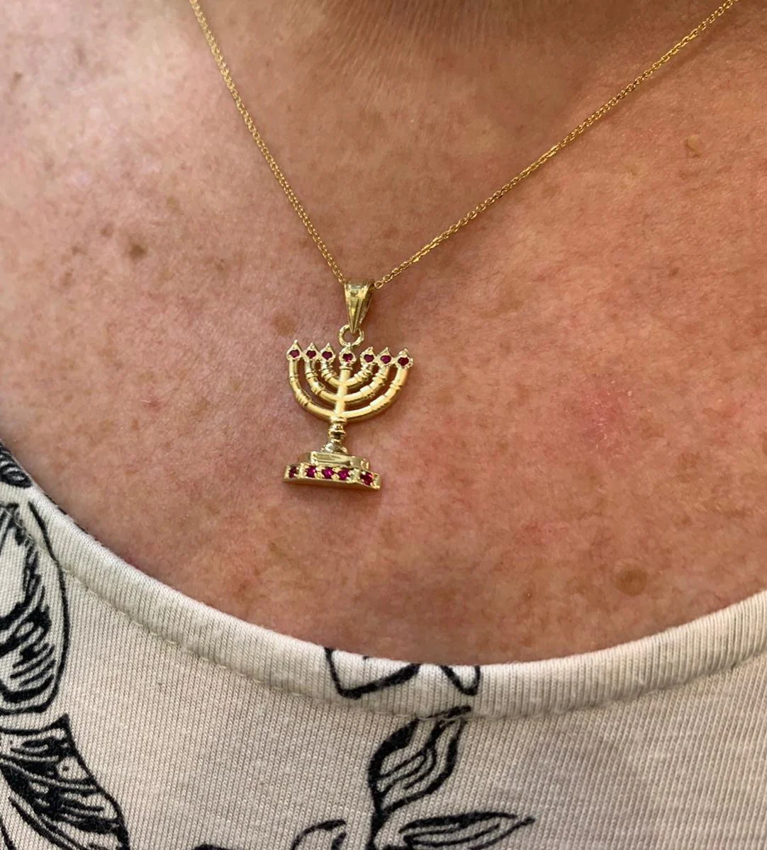 Ruby Menorah Pendant in 14k Gold - Image 2