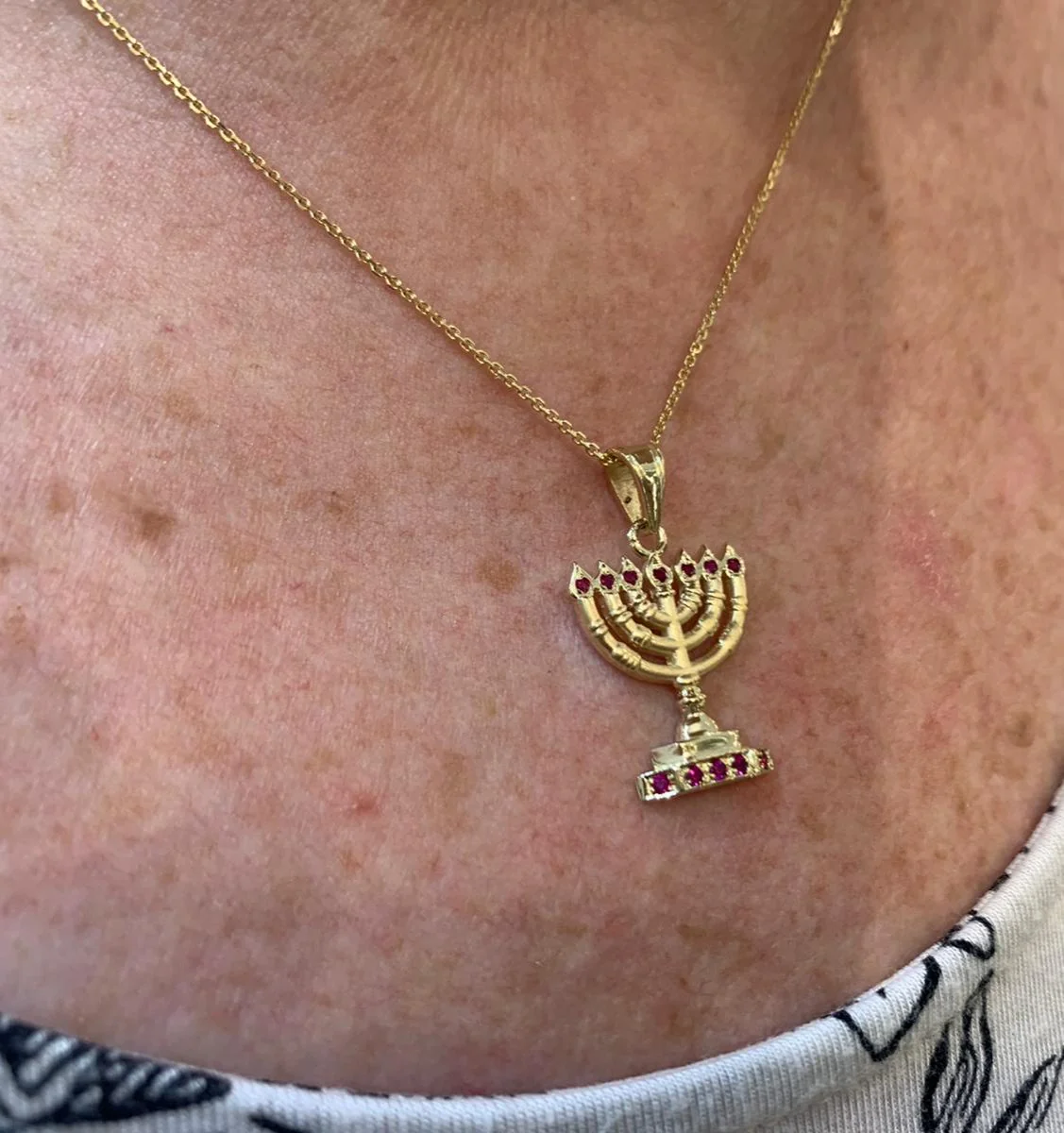 Ruby Menorah Pendant in 14k Gold - Image 3