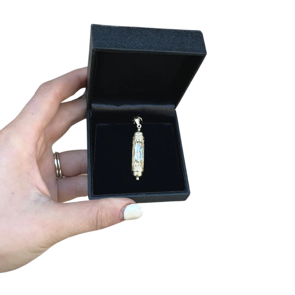 14K Gold Filigree Mezuzah Pendant - Image 4