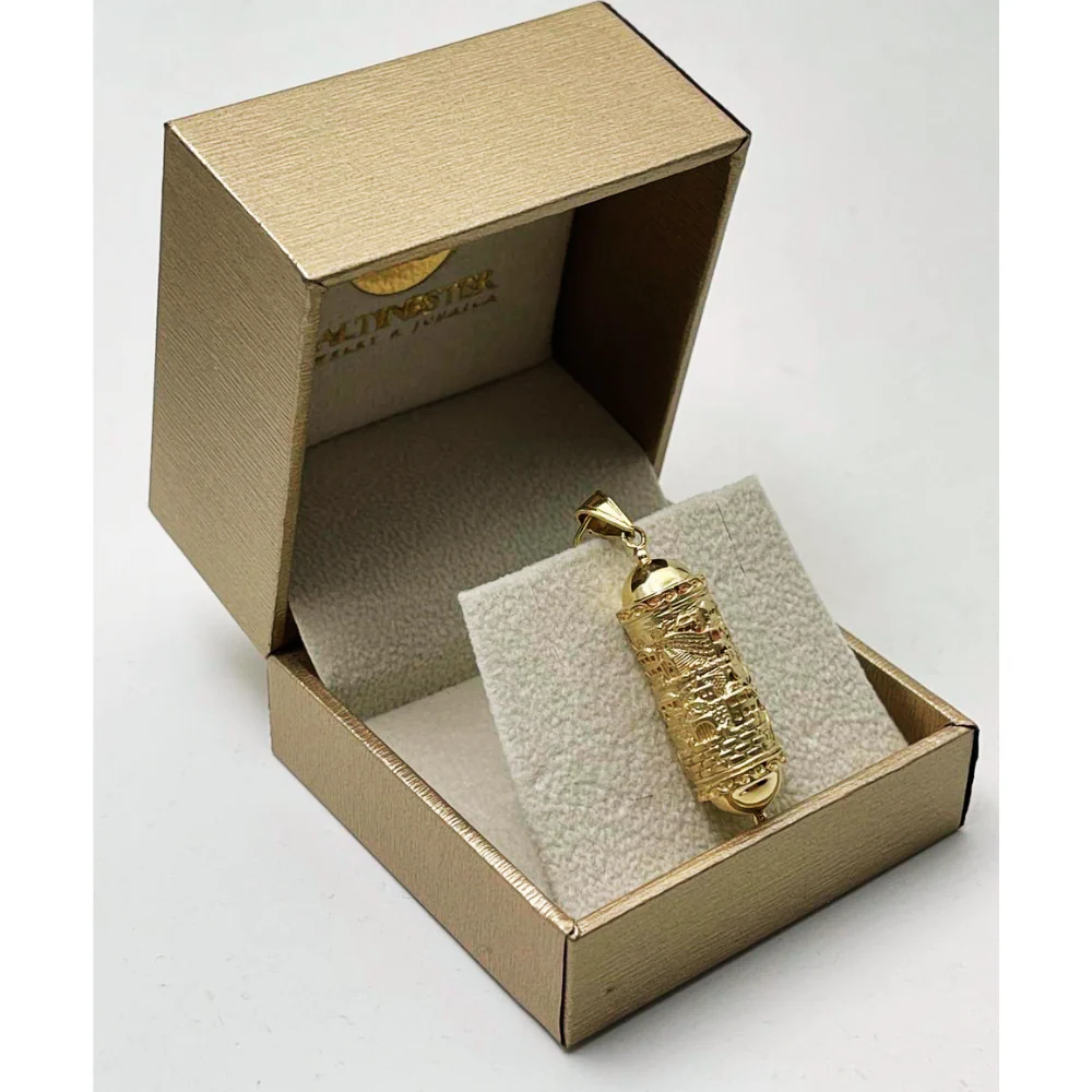 Mezuzah Pendant with Jerusalem Engraved - 14K Gold - Image 7