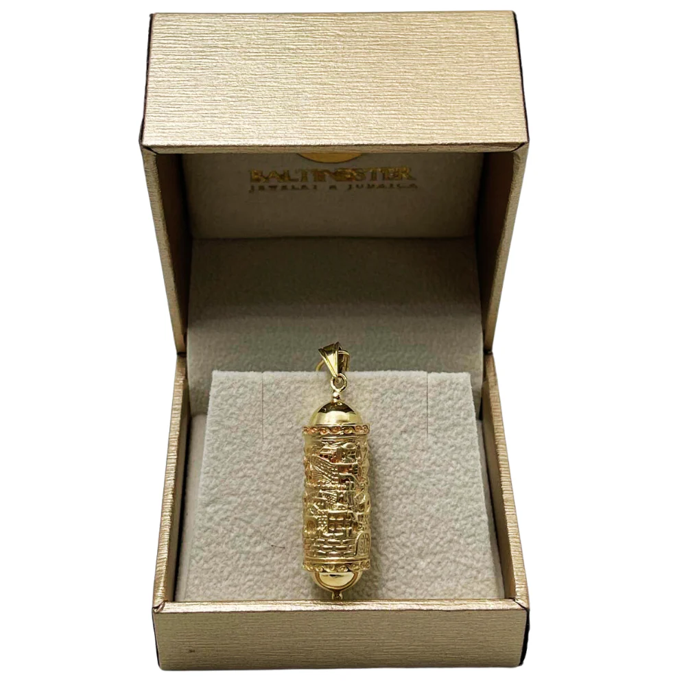 Mezuzah Pendant with Jerusalem Engraved - 14K Gold - Image 8