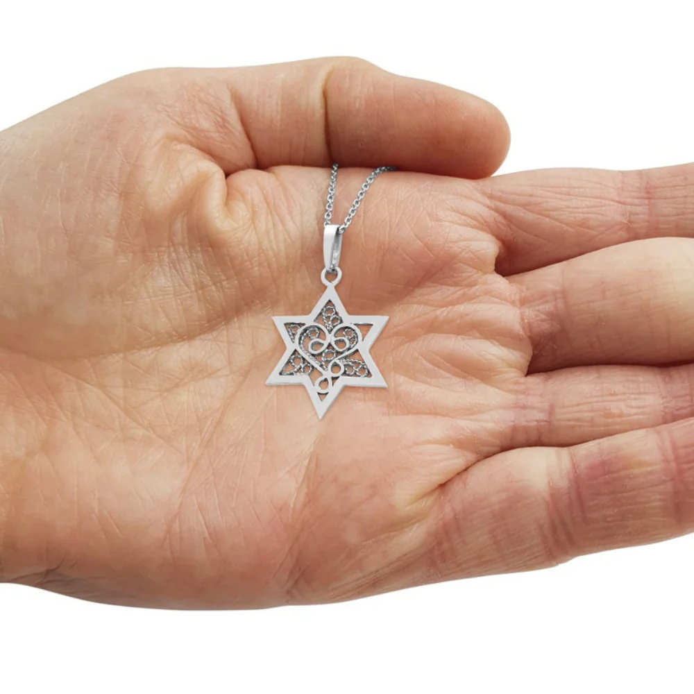 Star of David Pendant in 14k Gold with Filigree Work - Image 4