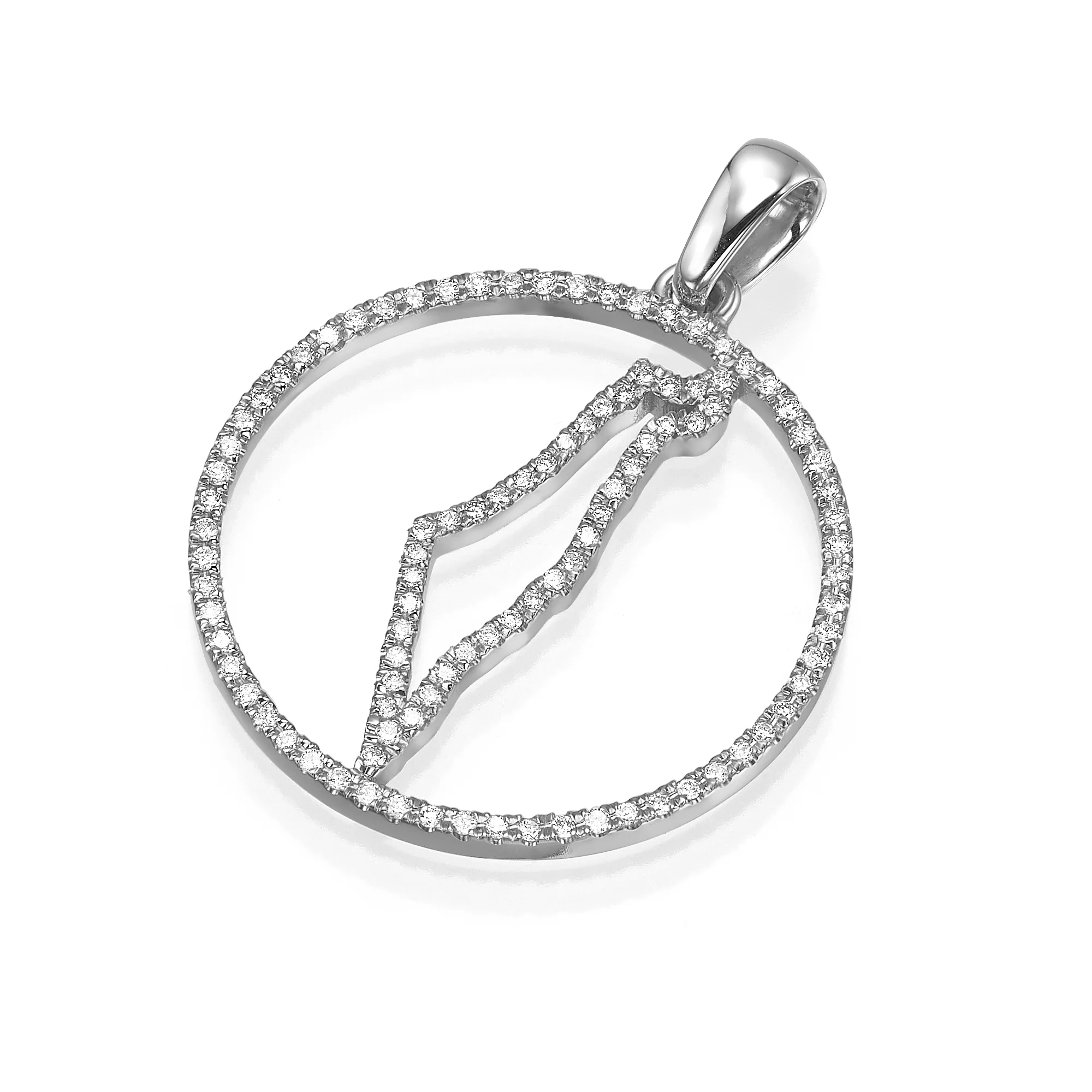 Diamond Map of Israel Outline Pendant in 14K Gold - Image 6