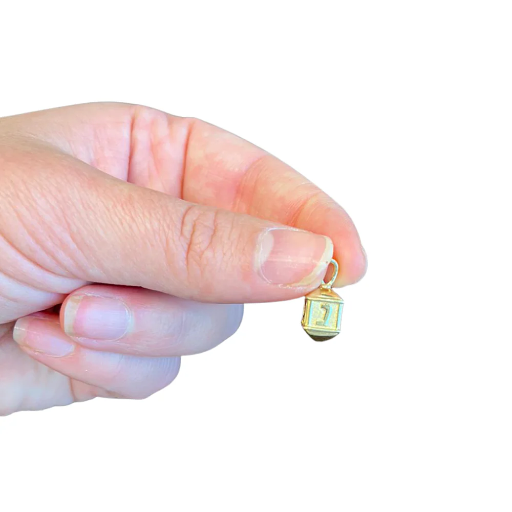 14k Gold Two Tone Hanukkah Dreidel Charm Pendant - Image 3