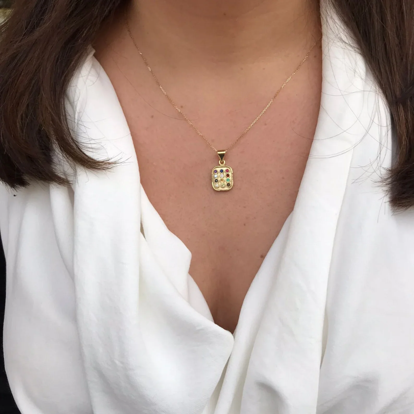 14k Gold and Precious Stones Choshen Pendant - Image 6