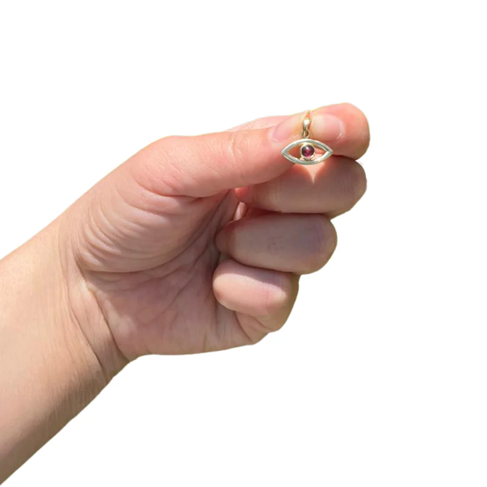 Evil Eye Pendant in 14k Gold with Garnet - Image 4