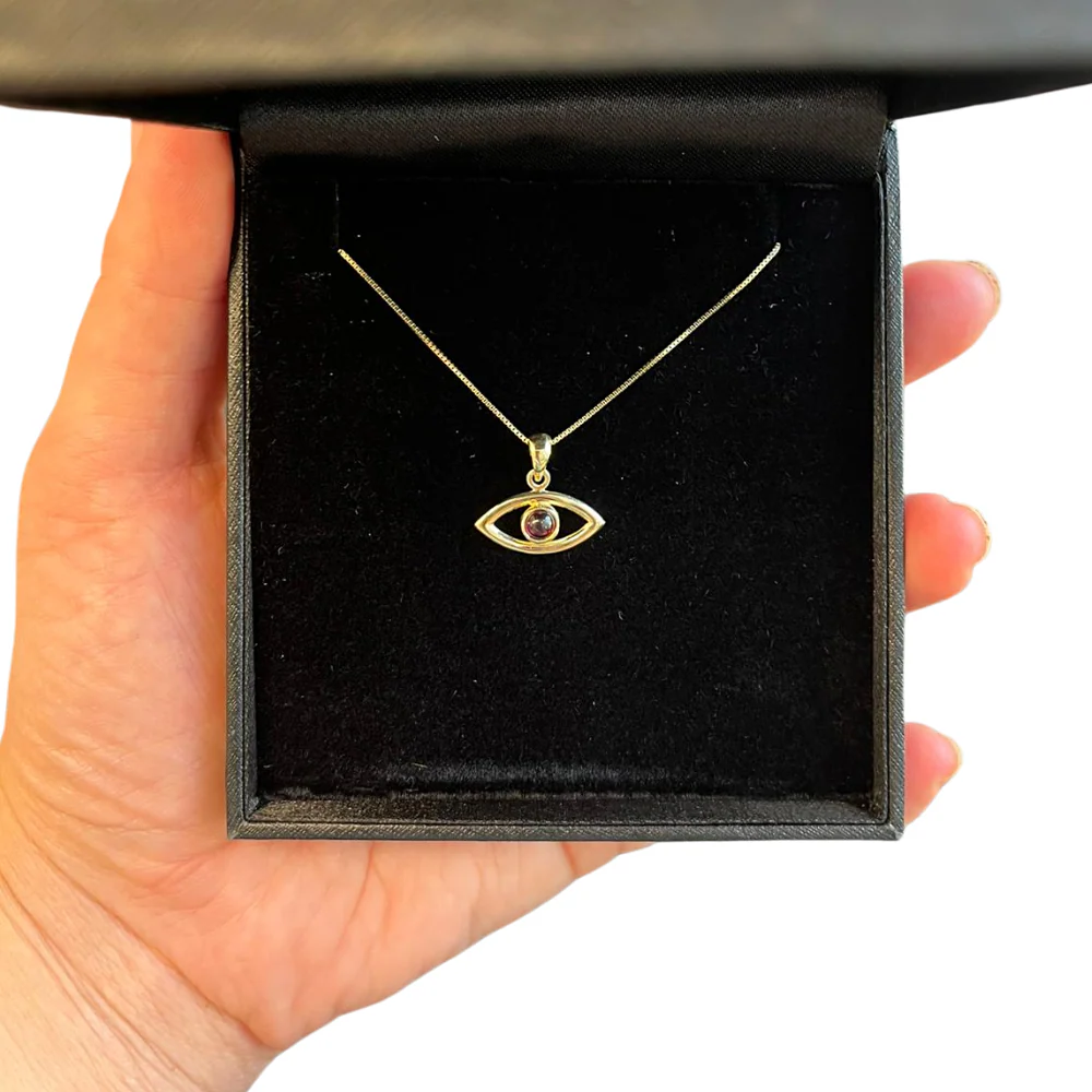Evil Eye Pendant in 14k Gold with Garnet - Image 5