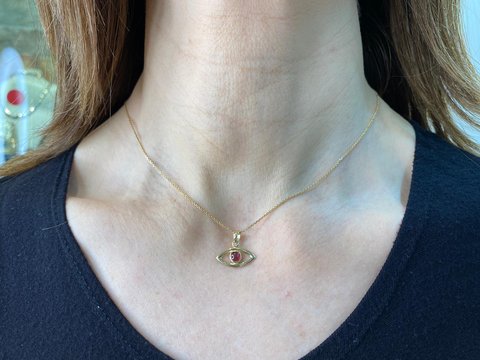 Evil Eye Pendant in 14k Gold with Garnet - Image 8
