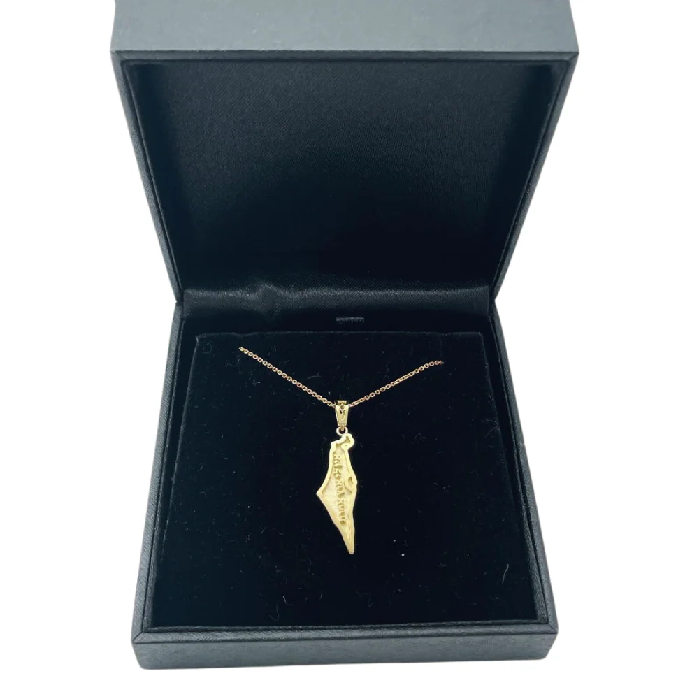 Map of Israel Ein Li Eretz Acheret Pendant in 14K Gold - Image 4