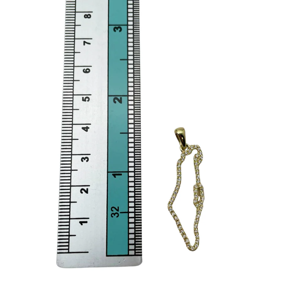 Diamond Studded Map of Israel Pendant in 14K Gold - Image 7