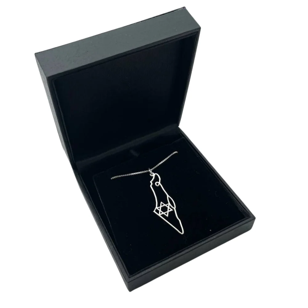 Map of Israel with Star of David Pendant and Chain in Sterling Silver - Image 7