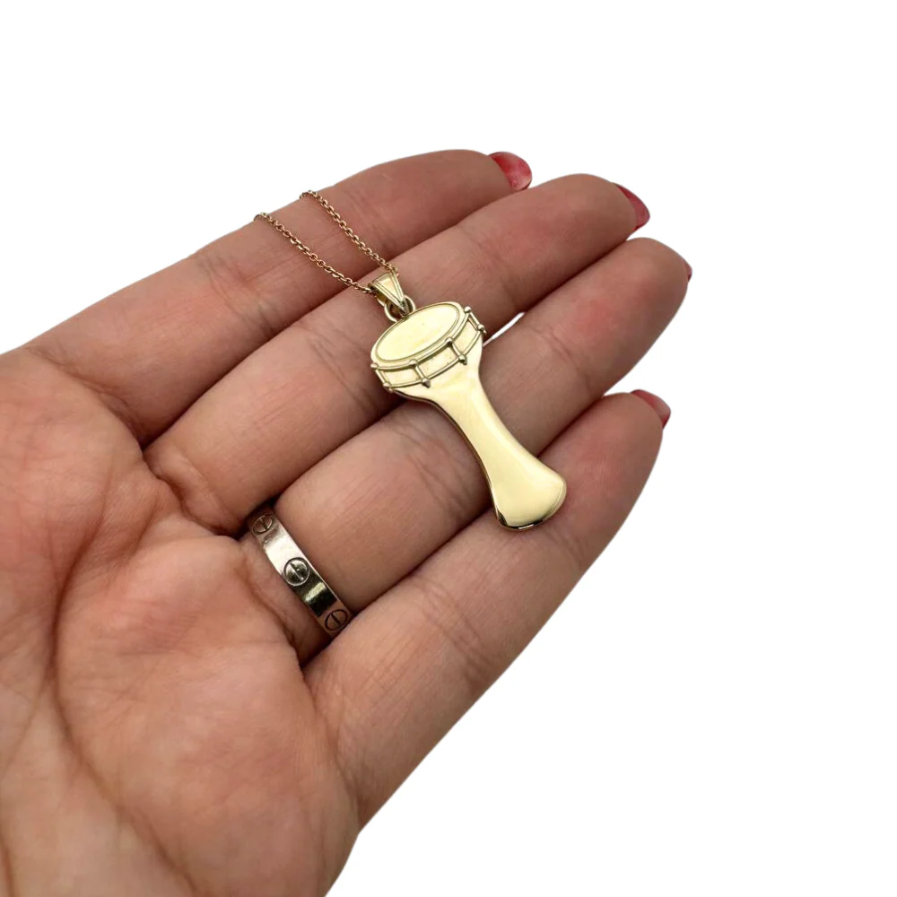 Darbuka Drum Pendant in 14K Gold - Image 2