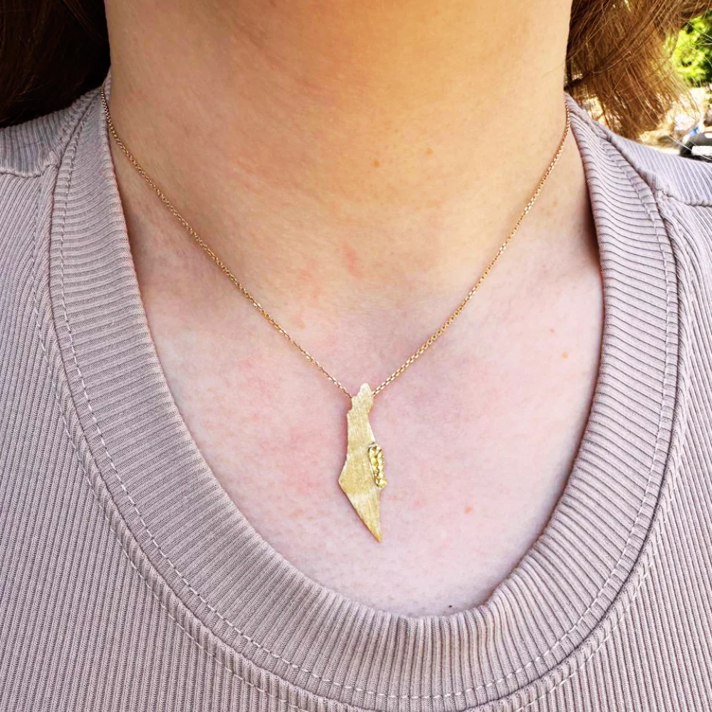 Map of Israel 14K Brushed Gold Pendant - Image 6